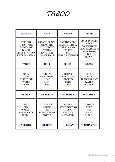 taboo card generator|Infinite Taboo .